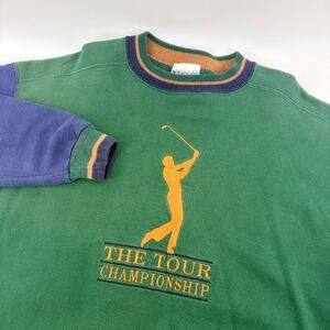 Vantage VCC The Tour Championship Golf Sweatshirt Green Navy Mens L Vintage USA